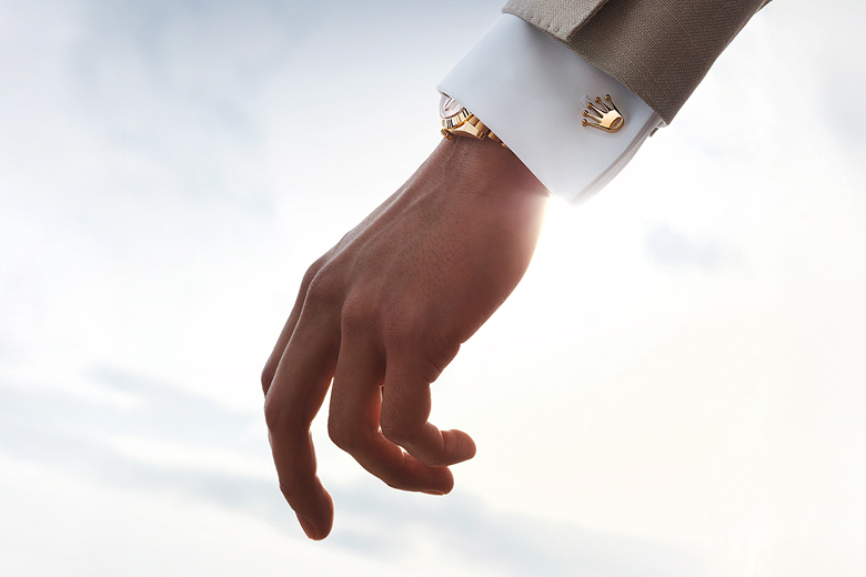 Rolex ‘Crown’ cufflink - Hand Shot
